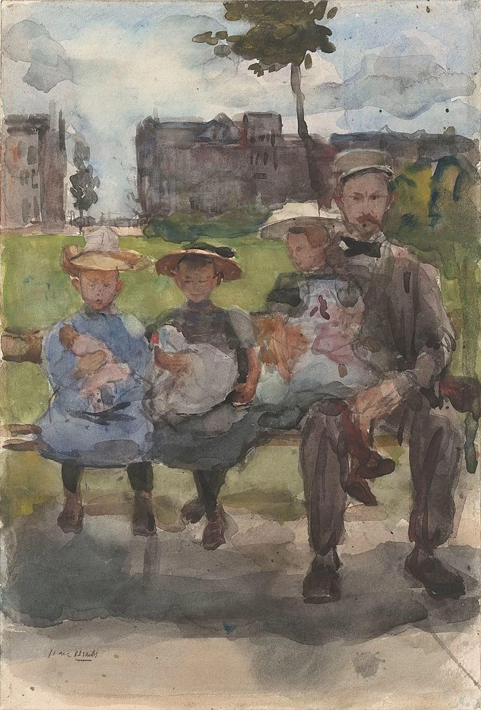 Isaac Israëls - 164, Un uomo con tre ragazze su una panchina nell'Oosterpark di Amsterdam, Rijksmuseum Amsterdam